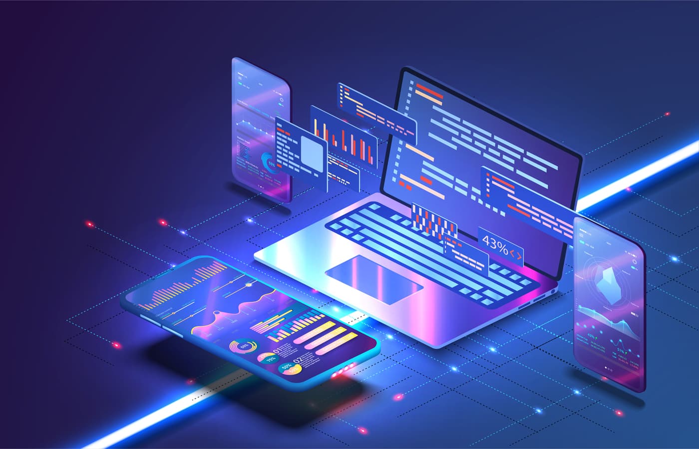 Professional software development team building scalable applications so businesses can focus on growth.